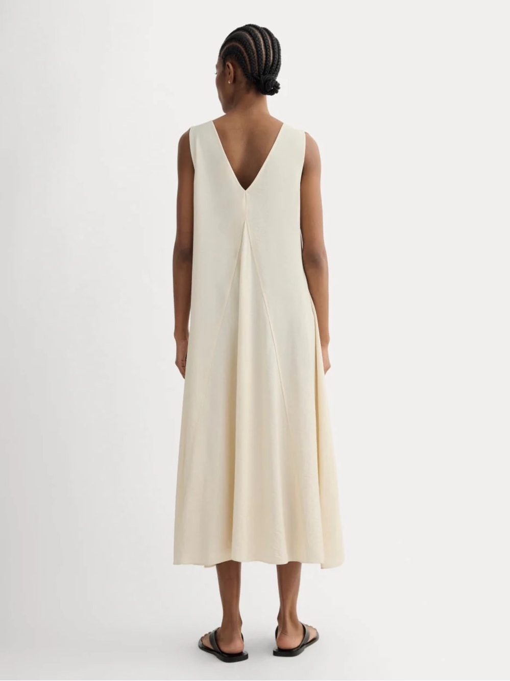 Everlane THE V-NECK DRESS IN SOFTLUXE Sandshell Cream NWT 0 - Picture 3 of 14